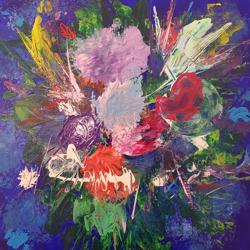 Blumen Malerei Acryl Spachteln Abstrakt